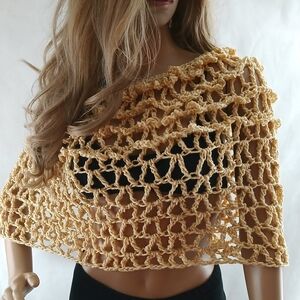 Handmade Crochet Women Cape Lace Tan Cover Up